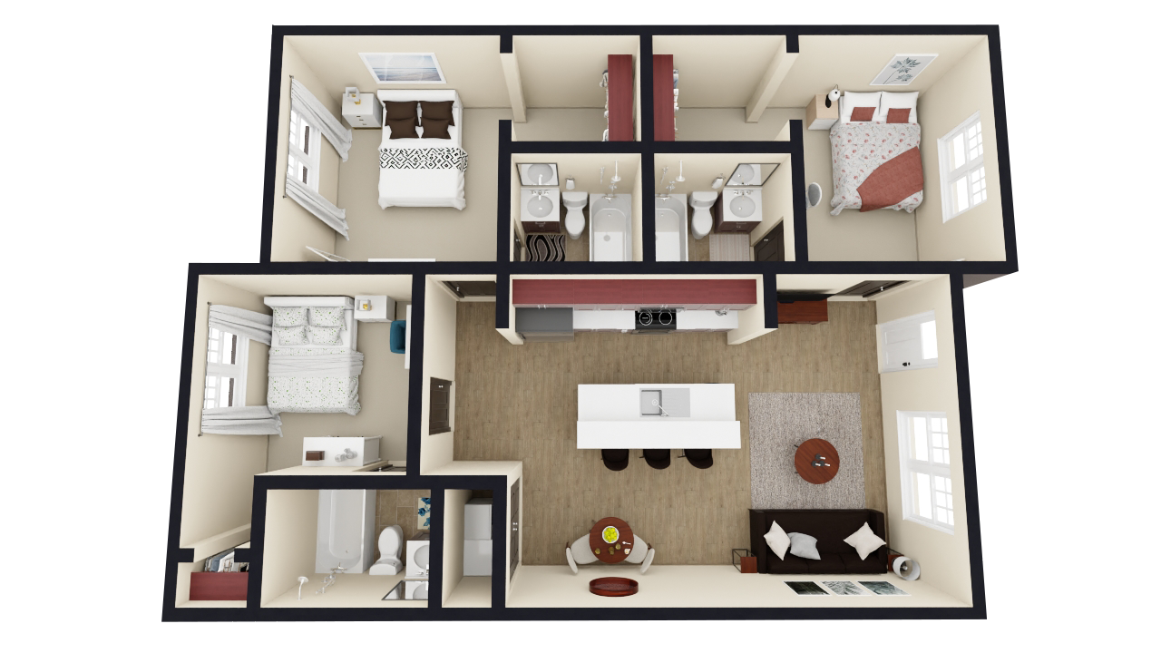 Style A: 3 Bed 3 Bath