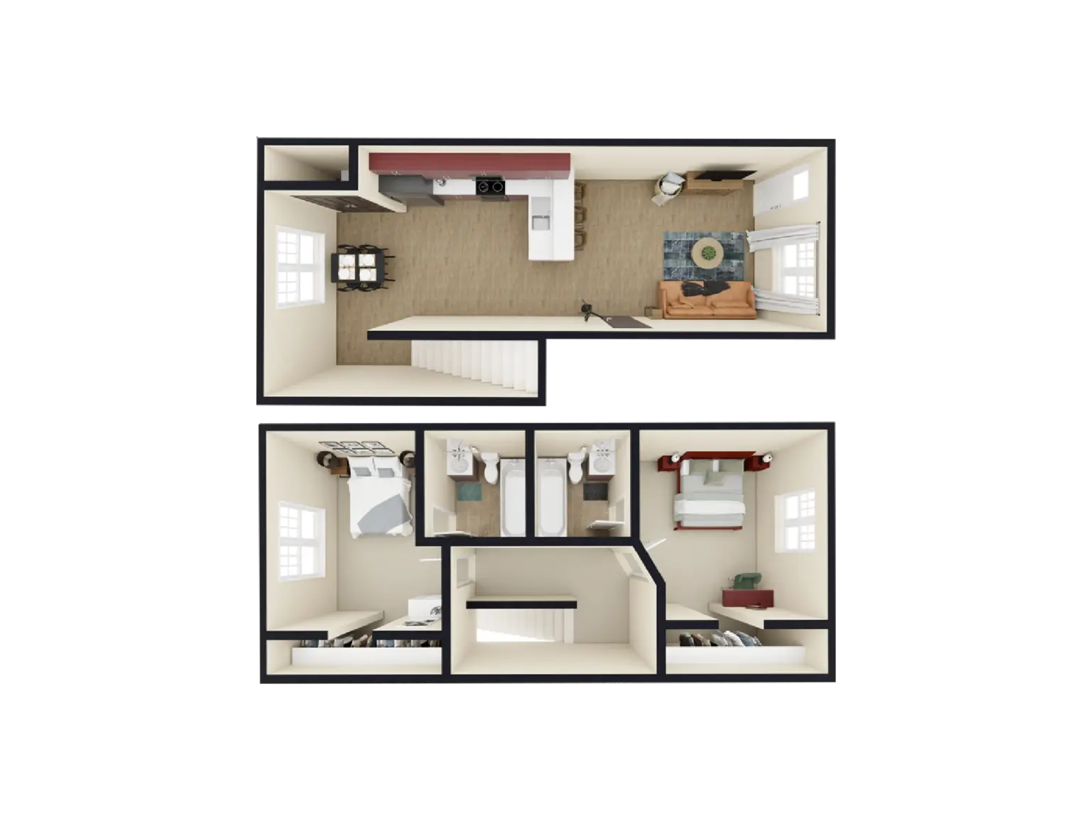 B - 2 Bed / 2 Bath - $775